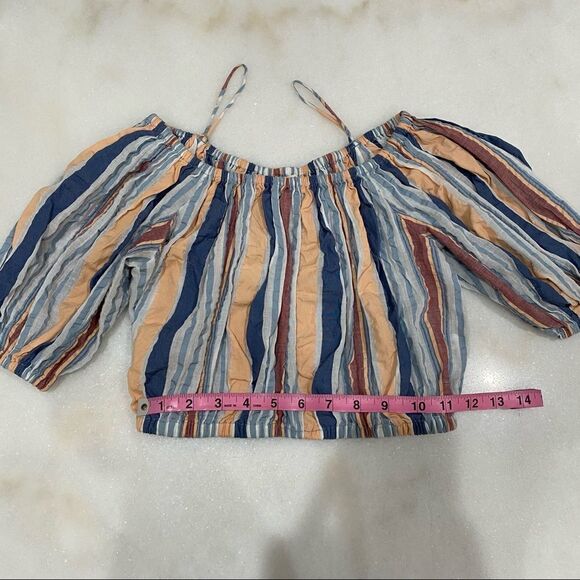 Ulla Johnson Off The Shoulder Seersucker Striped Crop Top - Picture 11 of 13